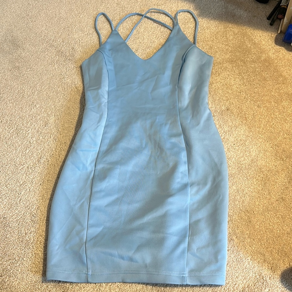 Sky blue strappy dress